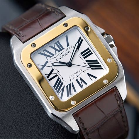 cartier santos 100 xl mens gold &|cartier santos xl for sale.